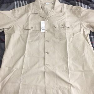 Uniqlo Oversized Work Long Sleeve Shirt Khaki NWT